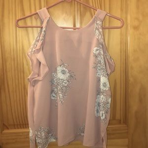 Cute pink floral chiffon tank